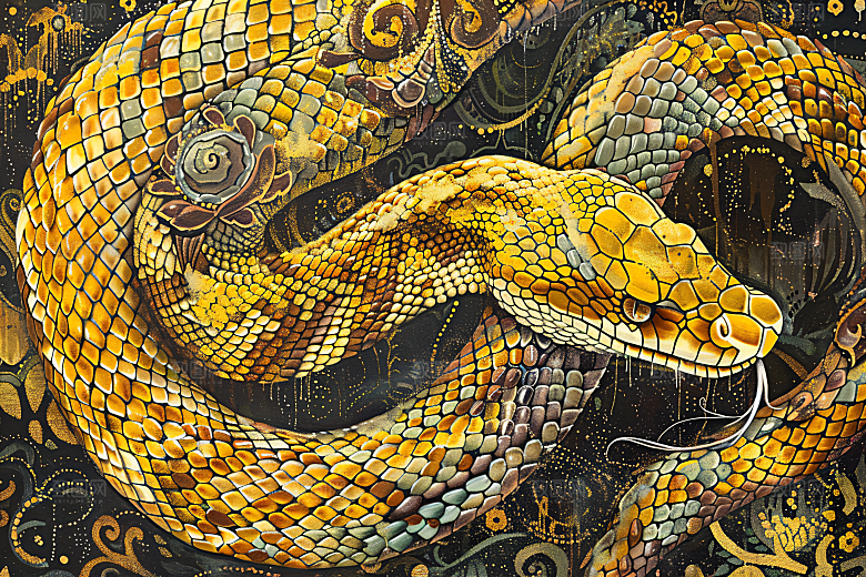 国潮蛇吉祥高清插画