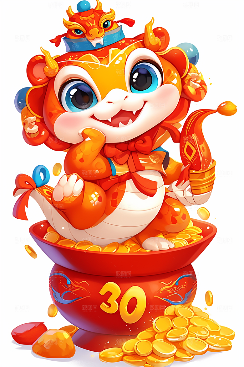 蛇年年画新春喜庆插画