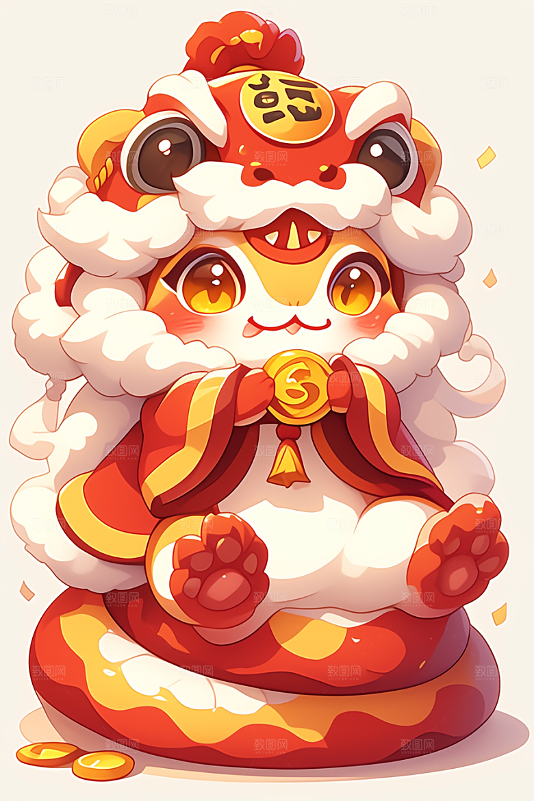 蛇年年画生肖蛇喜庆插画