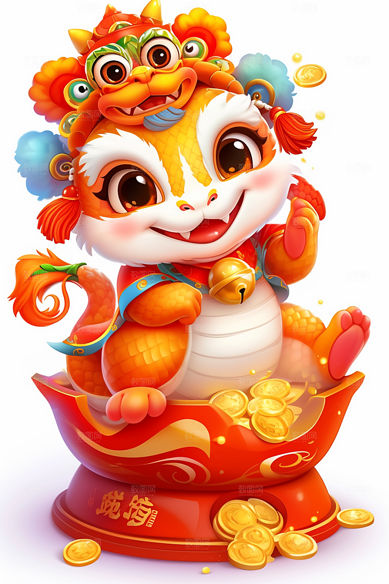 蛇年年画高清新春插画