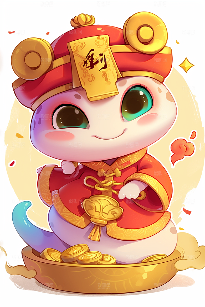 蛇年年画高清新春插画