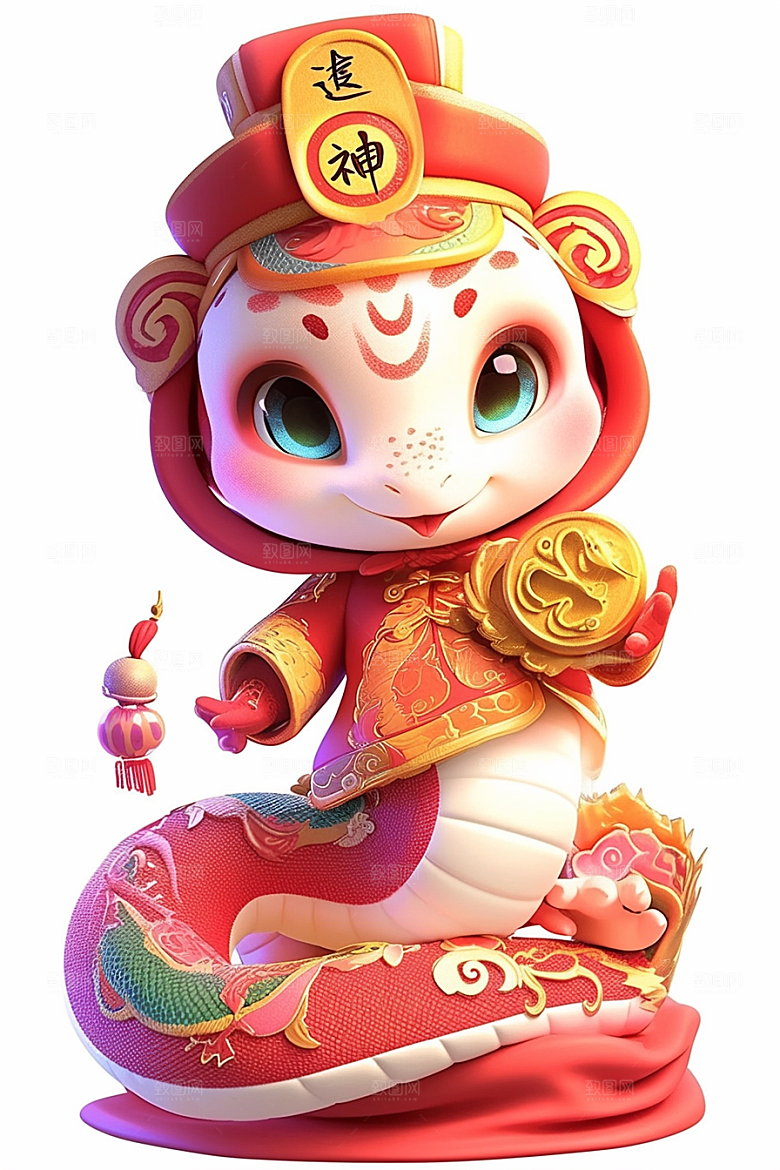 蛇年年画过年高清插画