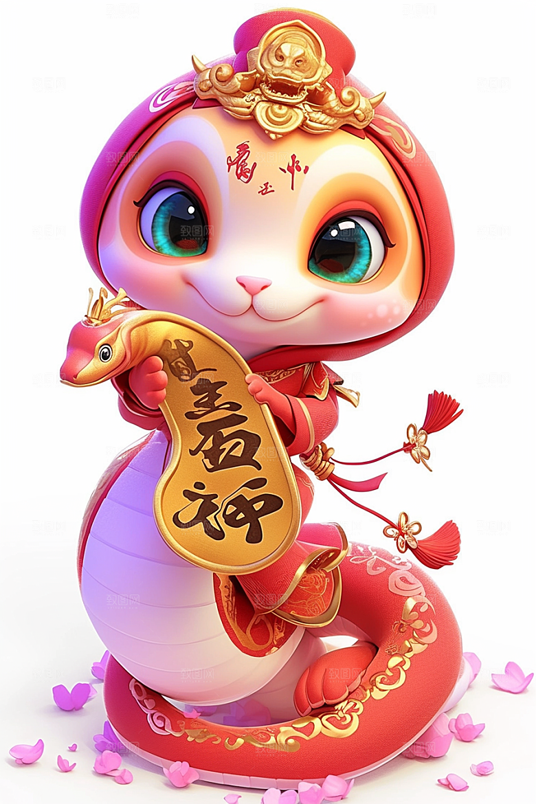 蛇年年画高清过年插画