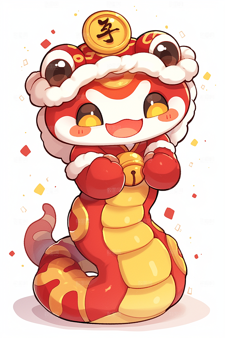 蛇年年画生肖蛇卡通插画