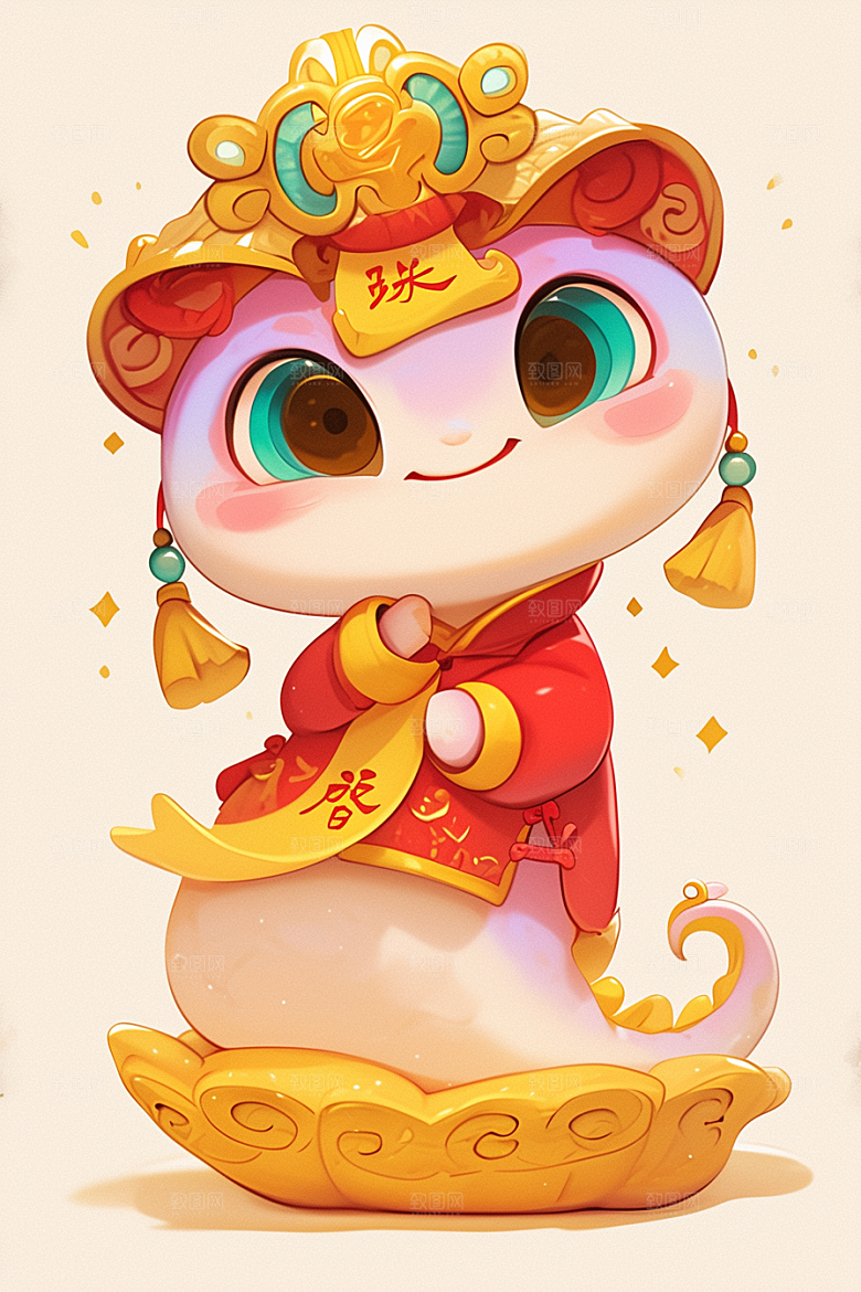 蛇年年画春节高清插画