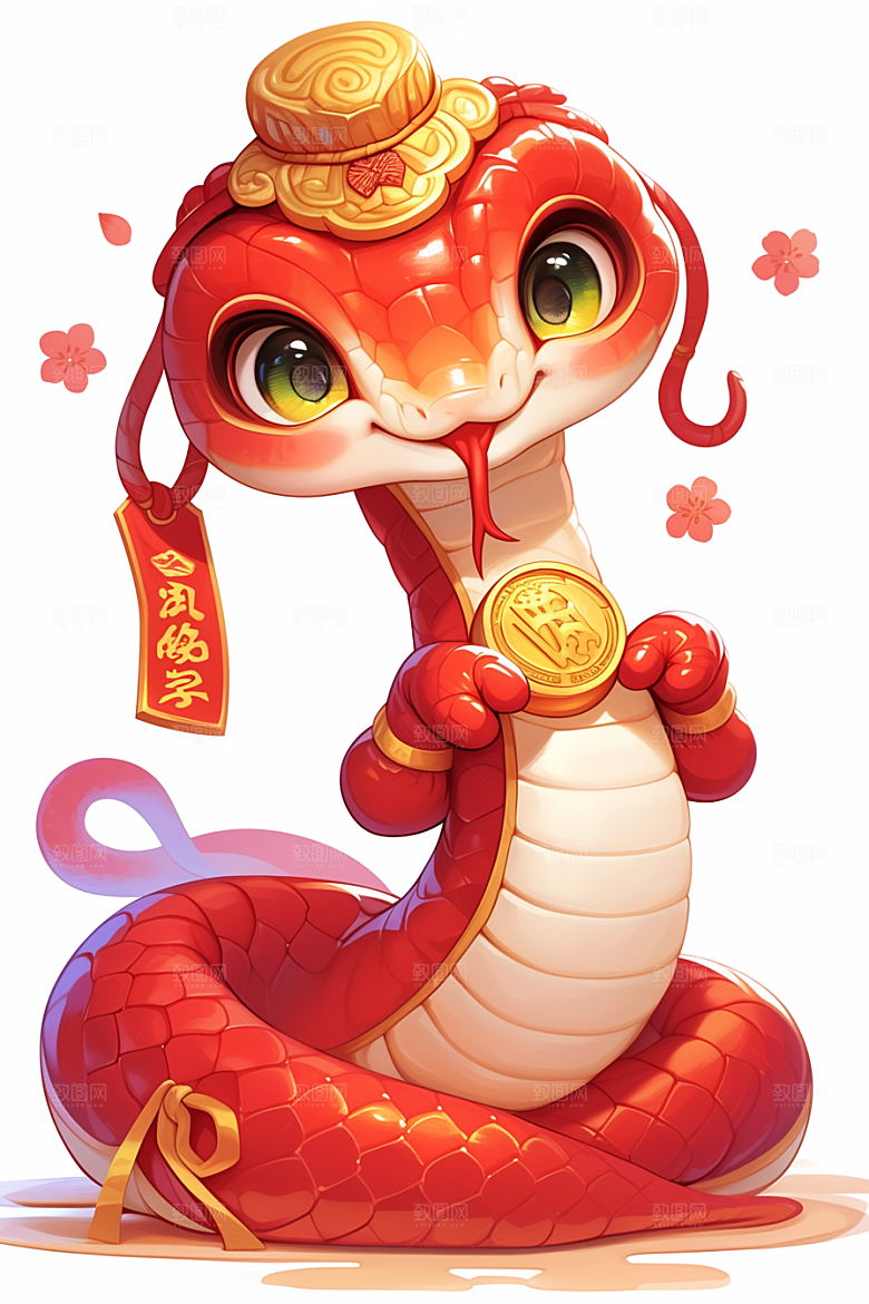 蛇年年画新春喜庆插画
