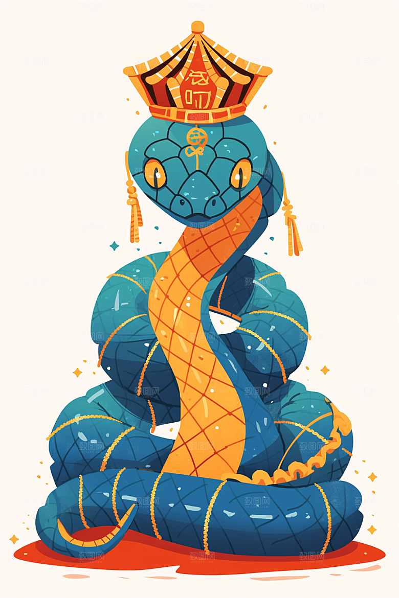 蛇年年画高清新春插画