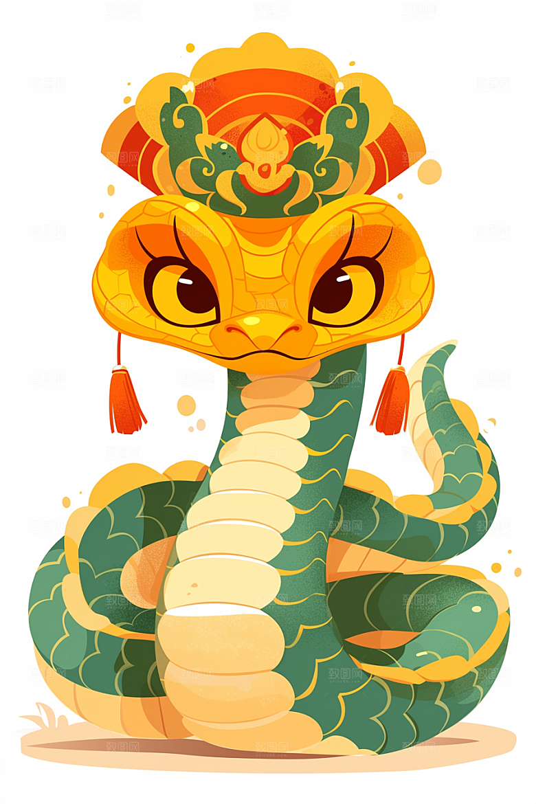 蛇年年画过年二十四生肖插画