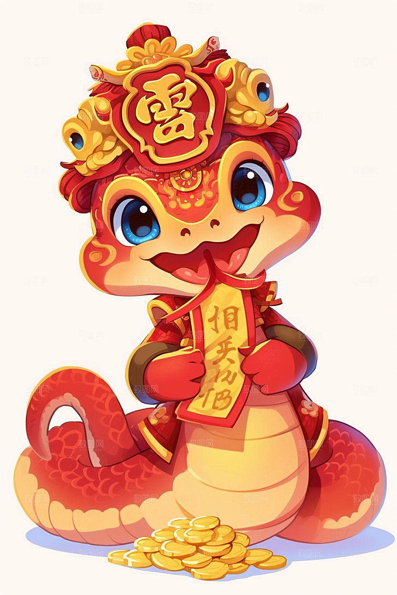 蛇年年画生肖蛇卡通插画