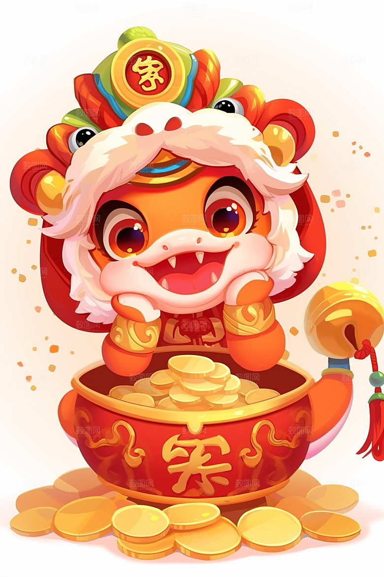 蛇年年画新春高清插画