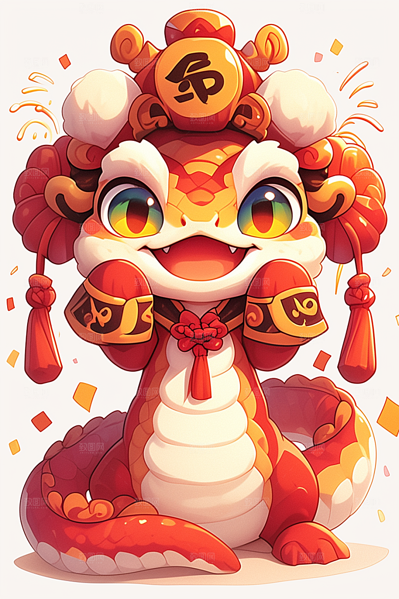 蛇年年画高清春节插画