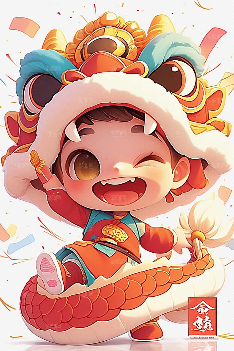 蛇年年画过年高清插画