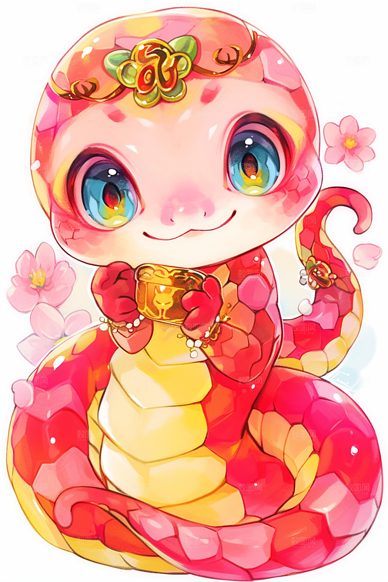 蛇年年画新年二十四生肖插画