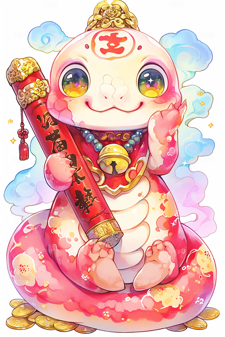 蛇年年画拟人喜庆插画