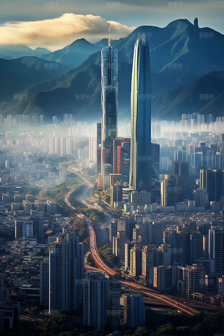 深圳城市风光地标景色摄影图