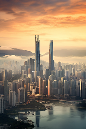 深圳城市风光地标现代化摄影图
