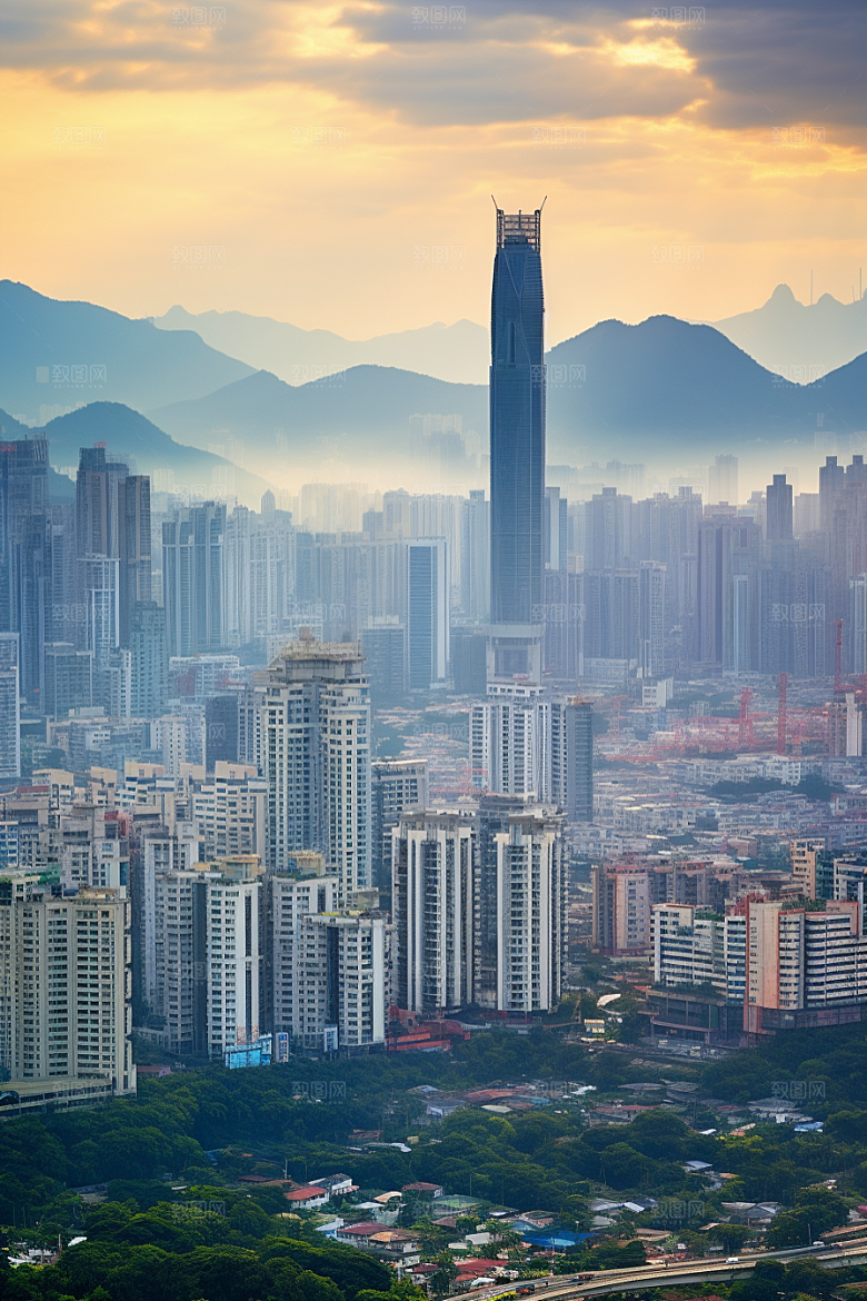 深圳城市风光经济特区新城摄影图