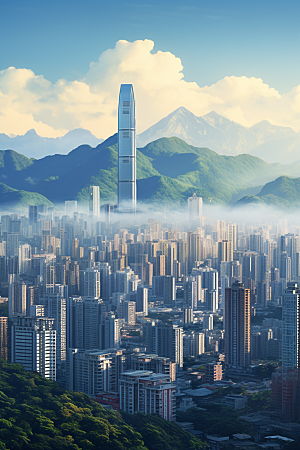 深圳城市风光现代化地标摄影图