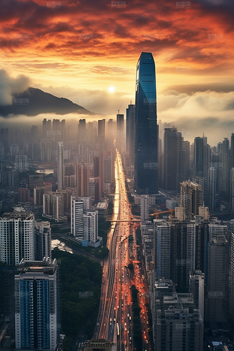 深圳城市风光都市新城摄影图