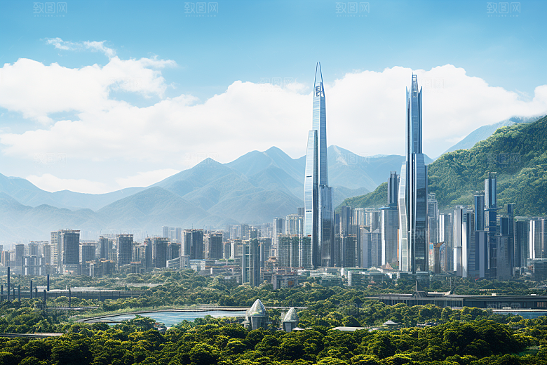 深圳城市风光现代化旅游摄影图