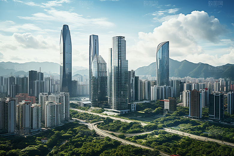 深圳城市风光经济特区旅行摄影图