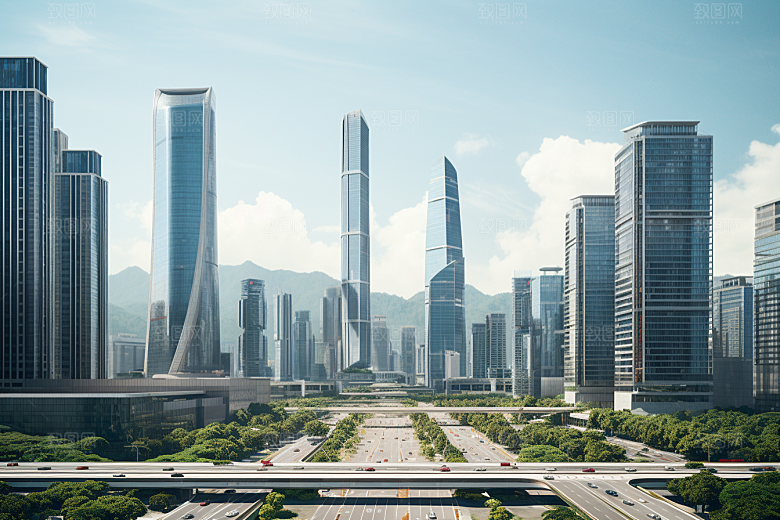 深圳城市风光现代化新城摄影图