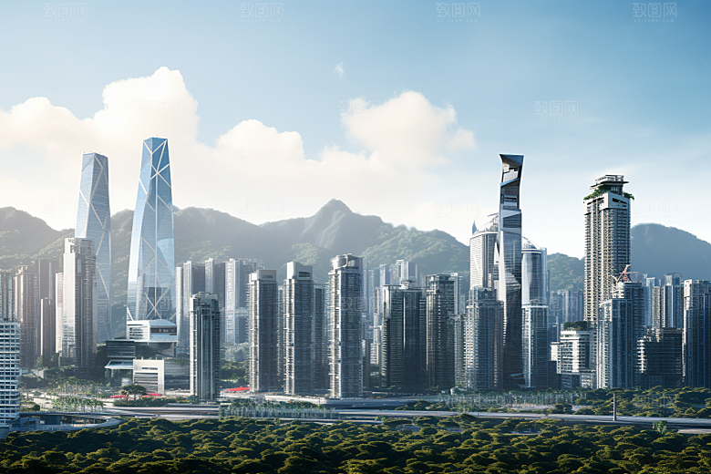 深圳城市风光国内游现代化摄影图