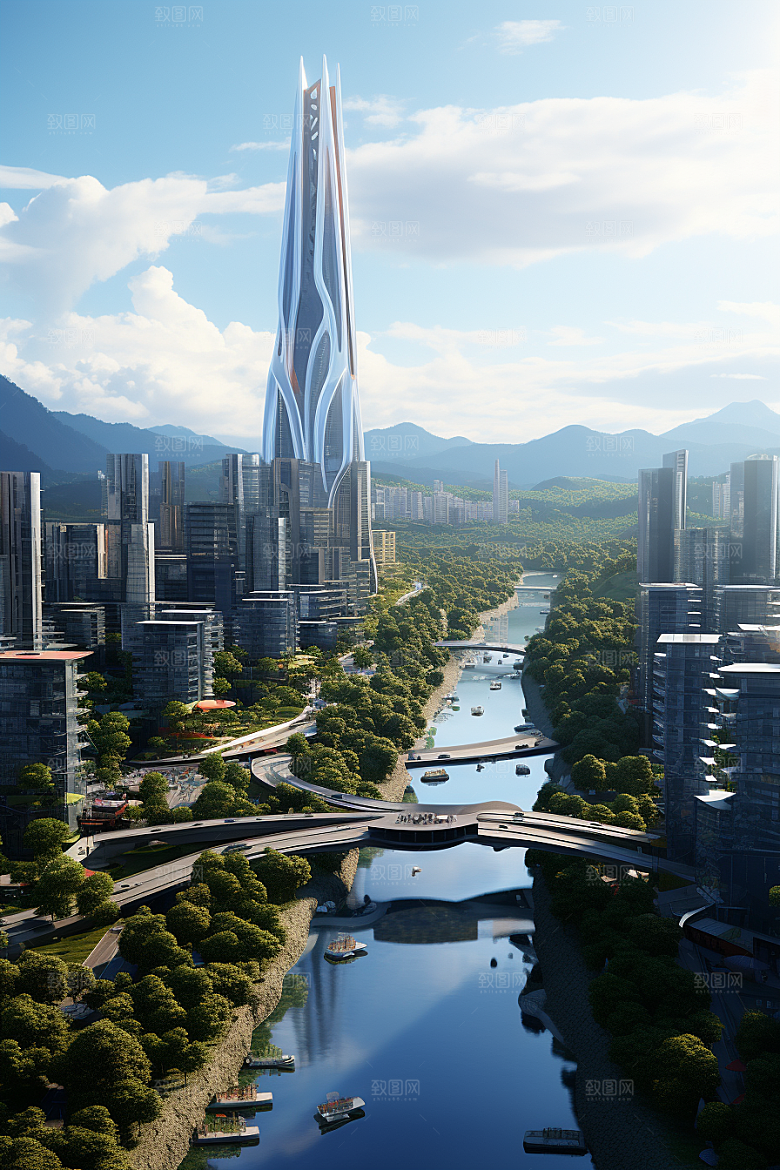深圳城市风光现代化地标摄影图