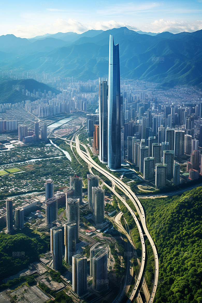 深圳城市风光风景现代化摄影图