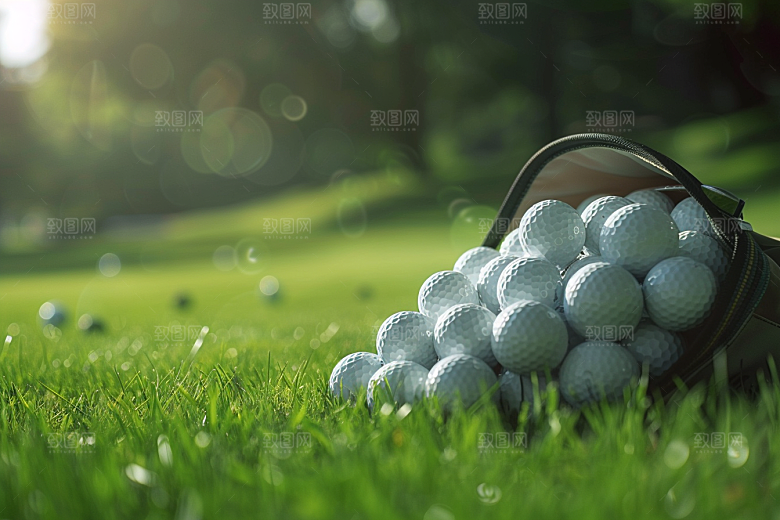 打高尔夫球绿色球棍摄影图