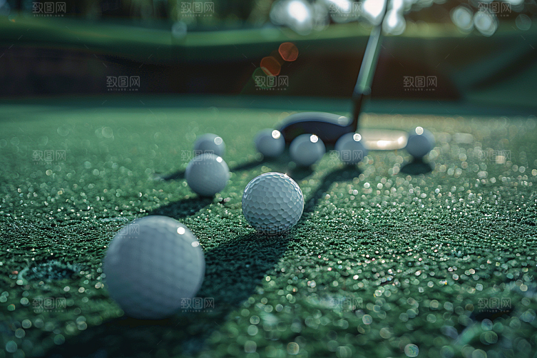 打高尔夫球球棍阳光摄影图