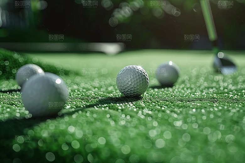 打高尔夫球清新球棍摄影图