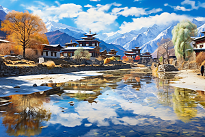 西藏旅游青藏高原风景摄影图