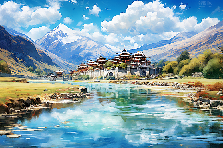 西藏旅游风光高海拔摄影图