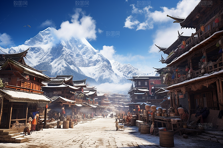 西藏旅游风景雪山摄影图