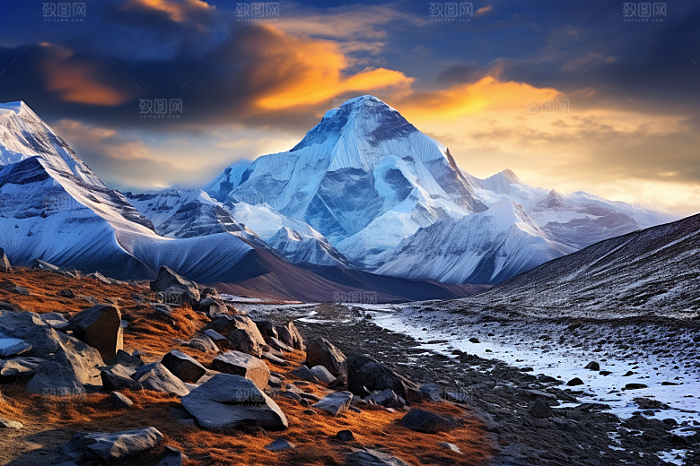 西藏旅游风光雪山摄影图