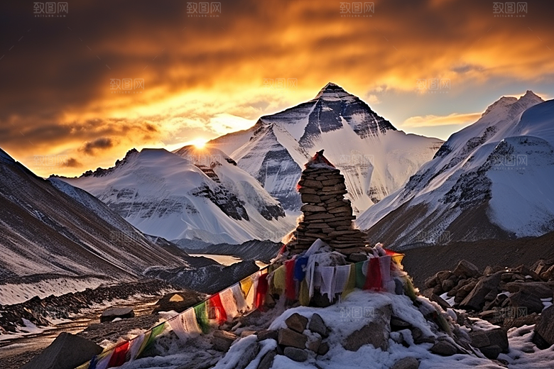 西藏旅游高清雪山摄影图