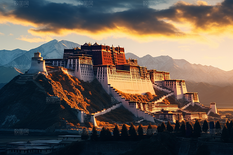 西藏旅游藏区雪山摄影图