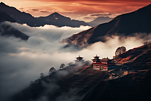 西藏旅游藏区雪山摄影图