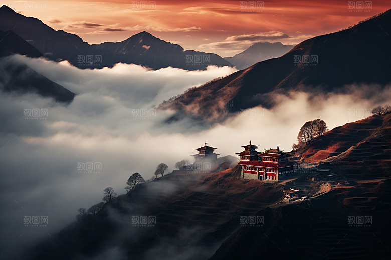 西藏旅游藏区雪山摄影图