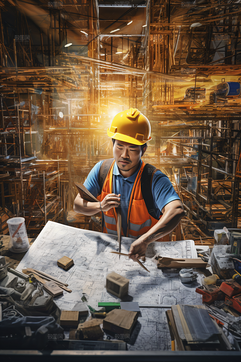 工人施工劳作建设摄影图