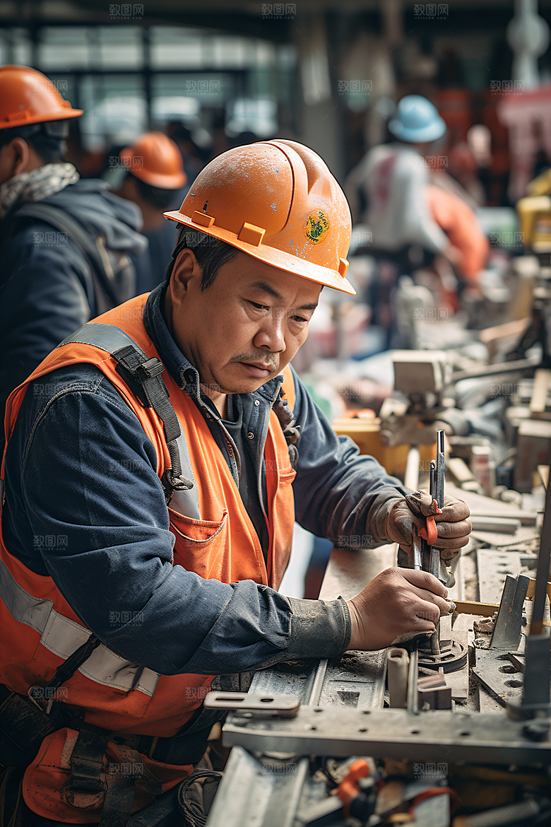 工人施工致敬劳动者建造摄影图