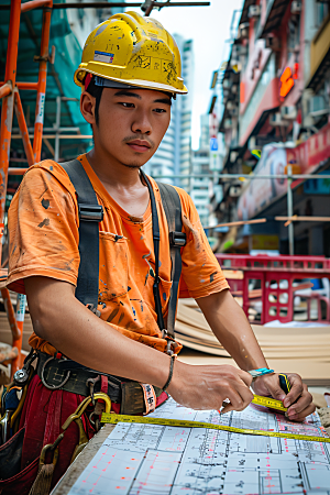 工人施工建造辛苦摄影图