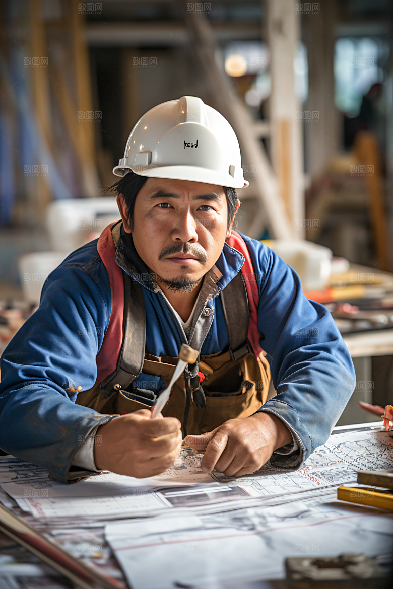 工人施工致敬劳动者建设摄影图