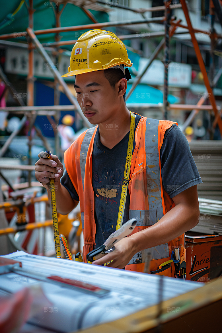 工人施工工作高清摄影图