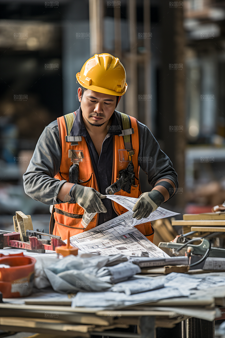 工人施工五一劳动摄影图