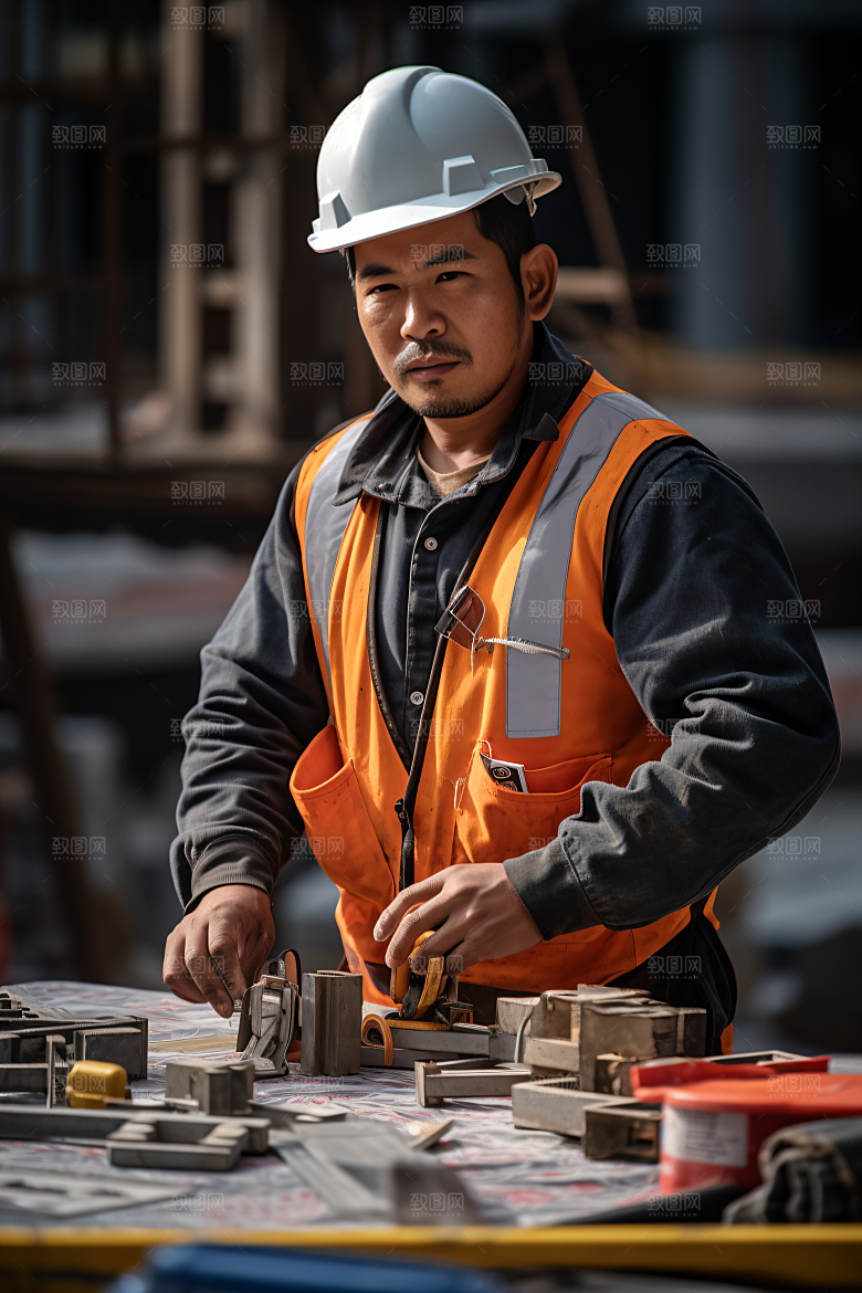 工人施工工地劳作摄影图