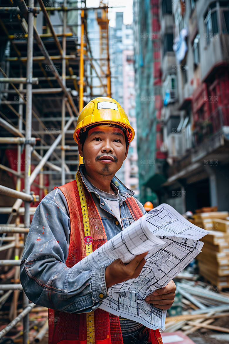 工人施工致敬劳动者建造摄影图