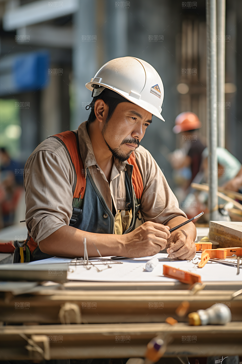 工人施工致敬劳动者建设摄影图