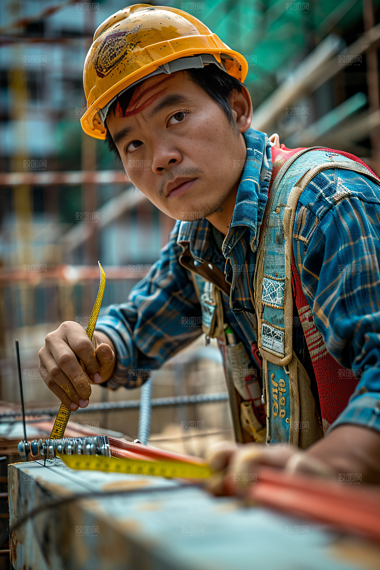 工人施工致敬劳动者工作摄影图